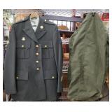 Xl large military dress greens, with duffle bag,