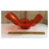 Great MCM orange wavy art glass bowl