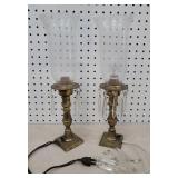 2 hurricane lamps with prisms - needs rewiring
