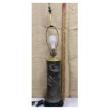 Metal art nouveau table lamp w/ flower
