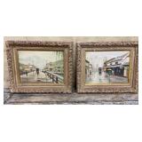 Pair of oriental themed paintings on canvas (1