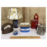 Vintage households - lamp, salt cellar, sadiron