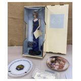 Franklin Mint Princess Diana doll & 2 collector