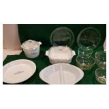 Corningware dishes, Pyrex pie dishes, set of 3