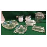 Gemco suger and creamer, Pyrex coffee pot, butter