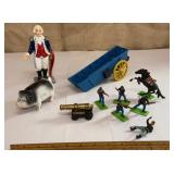 Cast Washington, Piggy bank, wagon, soldiers etc