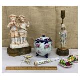 Box of China & porcelain figures - some chips