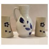 3 pieces of Williamsburg pottery, candle holders