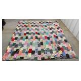 Worn 2 sided tied quilt approx 62"x73"- needs