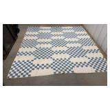 Blue & white checkered quilt approx 79"x79" -