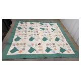 Quilt w/ potted flower motif approx 78"x78" -
