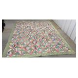 Green & pink quilt approx 88"x70"