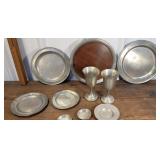 Box of pewter - plates & goblets
