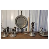 Box pewter candlesticks