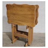 Set of folding oak trays