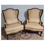 Pair Ethan Allen queen Anne wing back chairs