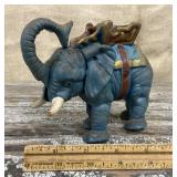 Painted cast elephant bank