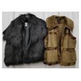 2 Faux Fur vests, med, lg  - like new