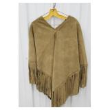 Leather poncho with fringe  - like new