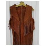 Leather vest with fringe - like new