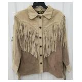 Leather fringe jacket size medium, new