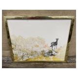Artist signed painting on canvas w/ zebra approx