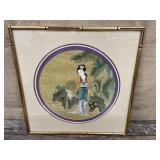 Bamboo framed Japanese painting on paper approx