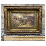 Petite framed European village print