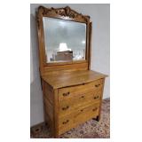Oak 3 drawer dresser with mirror 38"19"35"