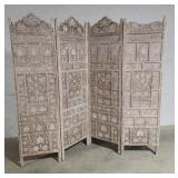 Carved dressing screen, 4 sections 20"75"t