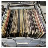 Grey tub of vinyl records - mixed genres- some