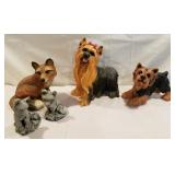 Resin animals, dogs, foxes