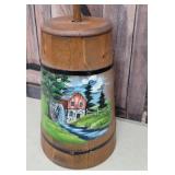 Hand-painted wooden butter churn