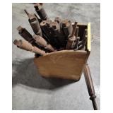 Wooden bin with spindles