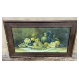 Framed floral print approx 20"x34"