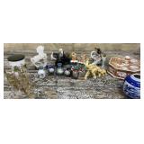 Oriental ink well, vases, elephants etc