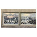 2 framed seascape paintings approx 18"x22"