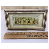 Petite painting on tile/bone(?) w/ inlaid frame