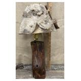 Tree trunk lamp w/ bark shade