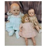 3 composition dolls - rough