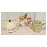 3 beautiful teapots,1 is made in England, etc