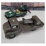 2 toy military vehicles - jeep - both need some