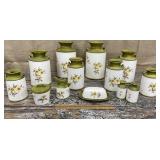 Pretty canister set w/ flowers - s&p/butter etc