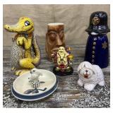 Napcoware gator bank, tiki mug, bug bag, stein