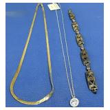 Sterling - blue topaz pendant, Italy chain &