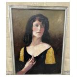 1930 signed oil painting on board - portrait of a