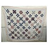 Pretty red, white & blue quilt top approx 72"x83"