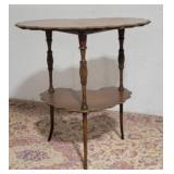 Oak parlor table brass trim 28x22x29