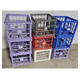 9 plastic milk crates