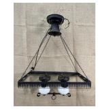 Wrought iron & milk glass hanging light